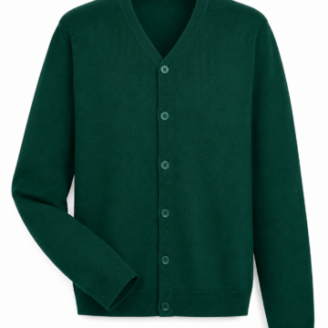 Dark Green V-Neck Button-Front Cardigan