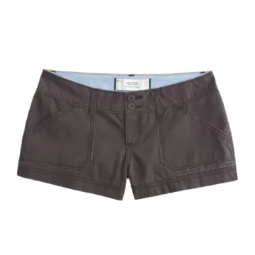 Dark Grey Double-Button Shorts with Contrast Stitching