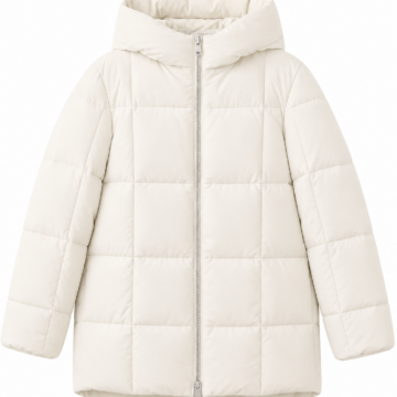 Off-White Hooded Puffer Jacket with Quilted Grid