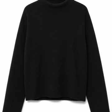 Black Mock Neck Drop Shoulder Top