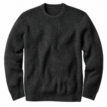 Charcoal Grey Ribbed Crewneck Knit Sweater