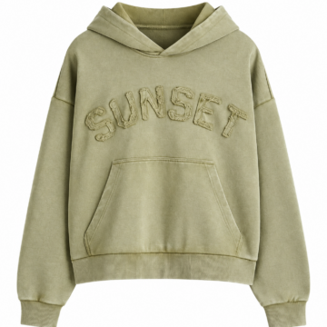 Sage Green Oversized Hoodie with Sunset Appliqué