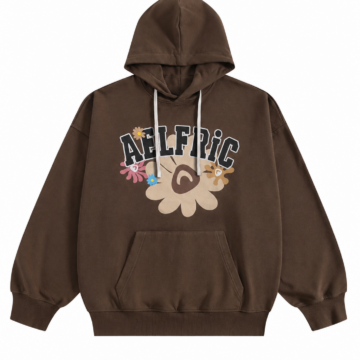 Dark Brown Floral Graphic Pullover Hoodie