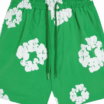 Green Floral Drawstring Shorts