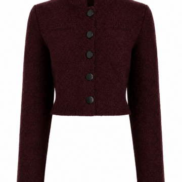 Burgundy Fuzzy Knit Cropped Cardigan