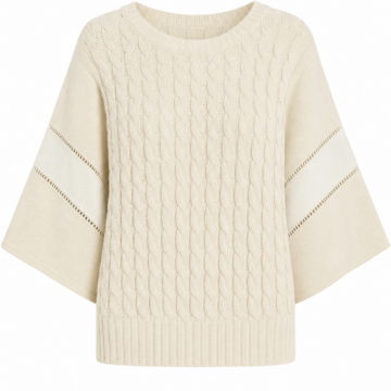 Cream Cable Knit Dolman Sleeve Sweater