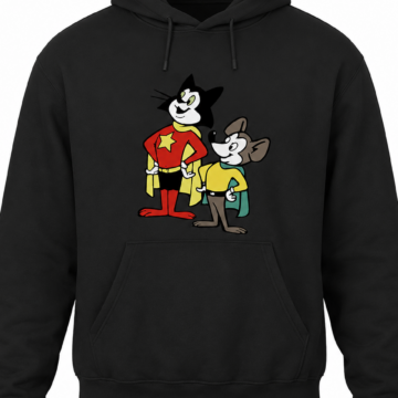 Black Cat and Mouse Graphic Pullover Hoodie
