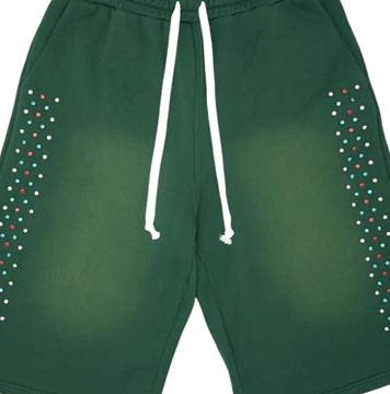 Green Fleece Sweat Shorts with Drawstring